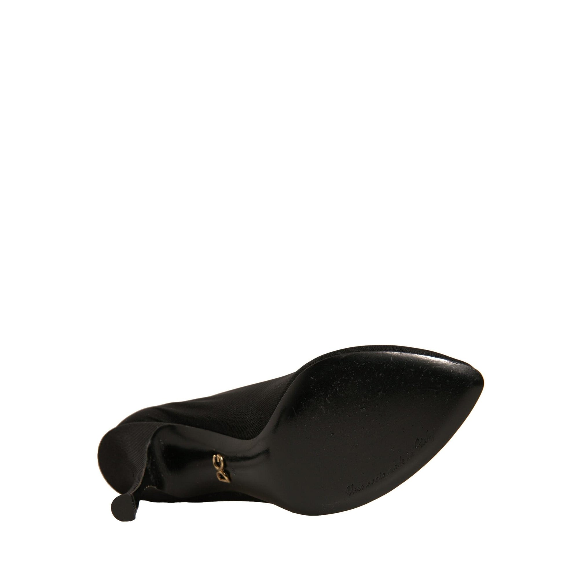 Dolce &amp; Gabbana Black Silk Mesh Sock Style Heels Boots Shoes