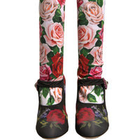 Dolce & Gabbana Black Floral Socks Crystal Boots Jersey Shoes