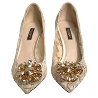 Dolce & Gabbana White Taormina Lace Crystal Heel Pumps Shoes