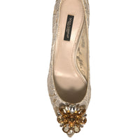 Dolce & Gabbana White Taormina Lace Crystal Heel Pumps Shoes