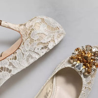 Dolce & Gabbana White Taormina Lace Crystal Heel Pumps Shoes