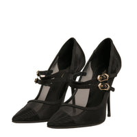 Dolce & Gabbana Black Mesh Mary Jane High Heels Pumps Shoes