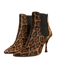 Dolce & Gabbana Brown Leopard Leather Stretch Heels Boots Shoes