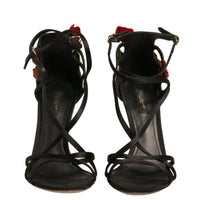 Dolce & Gabbana Black Strappy Flower Heels Sandals Shoes