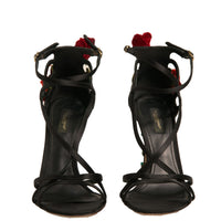 Dolce & Gabbana Black Strappy Flower Heels Sandals Shoes