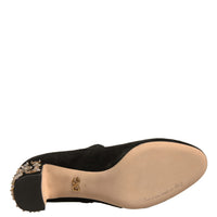 Dolce & Gabbana Black Suede Jewelled Mary Jane Pumps Shoes