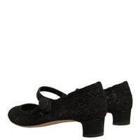 Dolce & Gabbana Black Mary Jane Taormina Lace Pumps Shoes