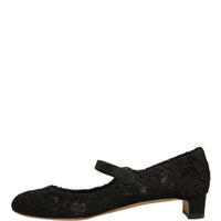 Dolce & Gabbana Black Mary Jane Taormina Lace Pumps Shoes