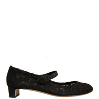 Dolce & Gabbana Black Mary Jane Taormina Lace Pumps Shoes