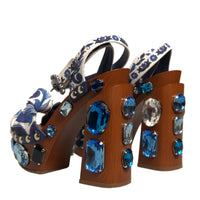 Dolce & Gabbana Multicolor Majolica Embellished Wedge Sandals Shoes