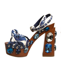 Dolce & Gabbana Multicolor Majolica Embellished Wedge Sandals Shoes