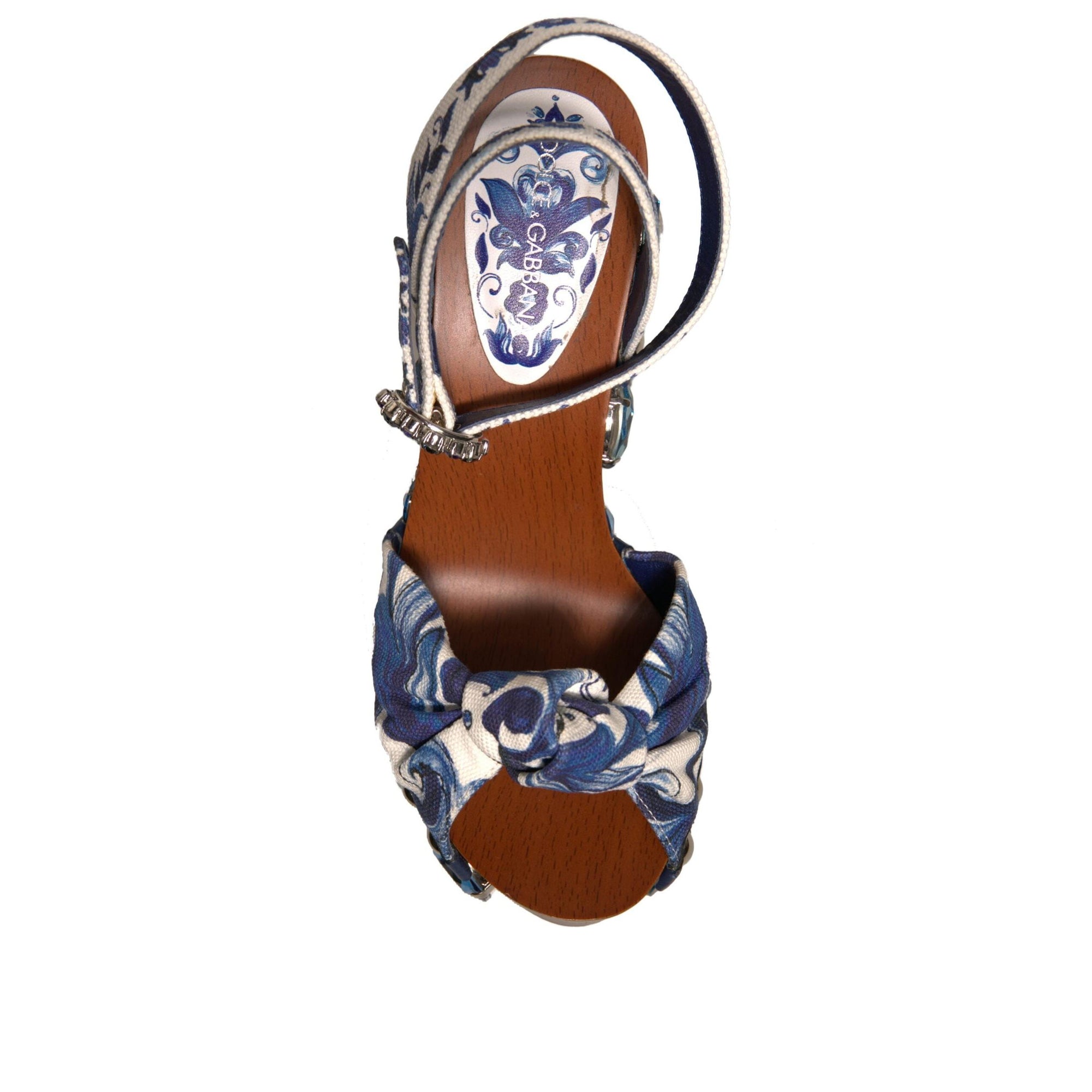 Dolce &amp; Gabbana Multicolor Majolica Embellished Wedge Sandals Shoes
