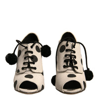 Dolce & Gabbana White Black Polka Dot Peep Toe Ankle Boots Shoes