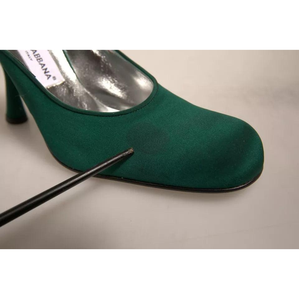 Dolce &amp; Gabbana Green Suede Leather High Heel Pumps Shoes