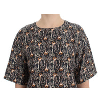 Dolce & Gabbana Enchanted Sicily Silk Blouse with Medieval Keys Print