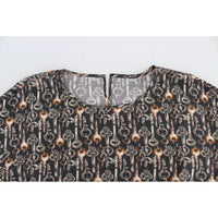 Dolce & Gabbana Enchanted Sicily Silk Blouse with Medieval Keys Print