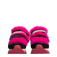 Dolce & Gabbana Black Pink Fur Embellished Sneakers Shoes