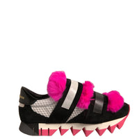 Dolce & Gabbana Black Pink Fur Embellished Sneakers Shoes