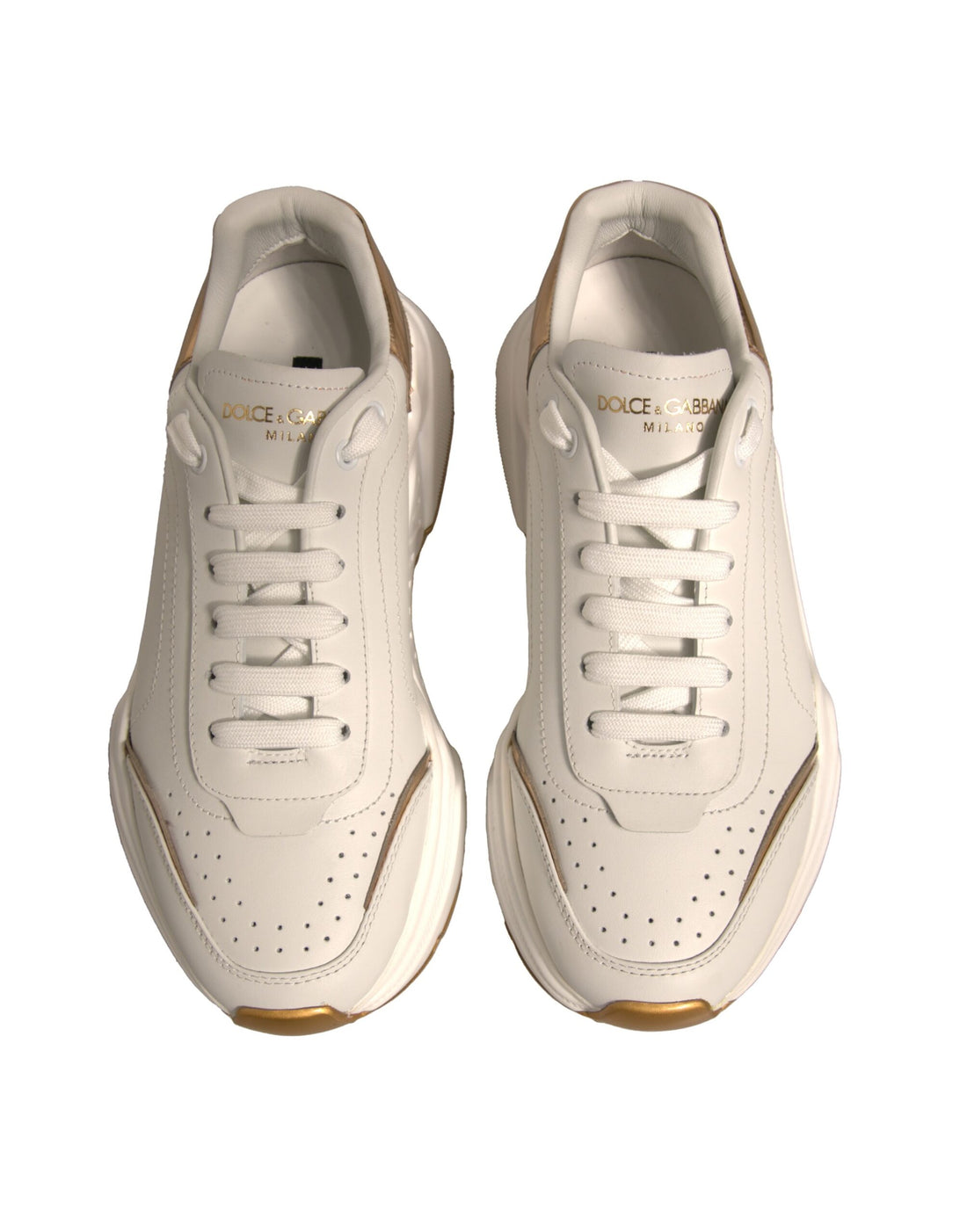 Dolce & Gabbana White Gold Daymaster Low Top Sneakers Shoes