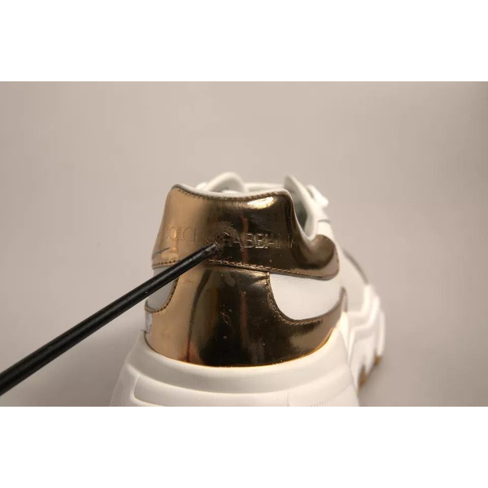 Dolce &amp; Gabbana White Gold Daymaster Low Top Sneakers Shoes