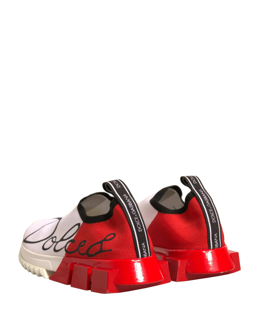 Dolce & Gabbana White Red Low Top Sorrento Sneakers Shoes