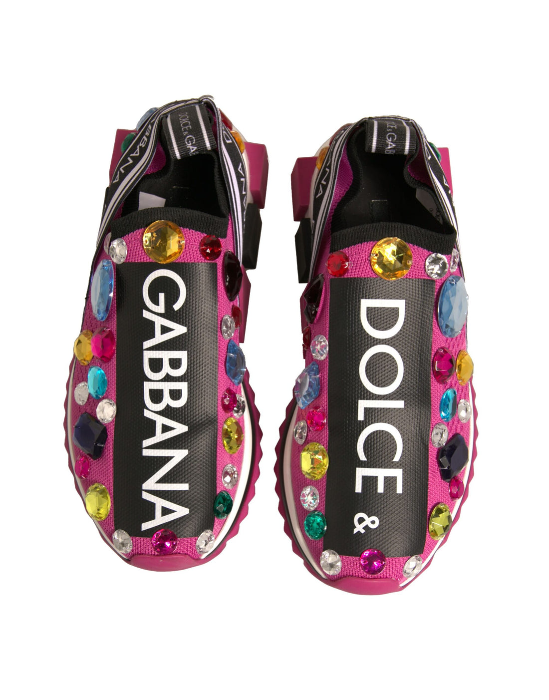 Dolce & Gabbana Pink Sorrento Crystals Low Top Sneakers Shoes