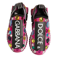 Dolce & Gabbana Pink Sorrento Crystals Low Top Sneakers Shoes