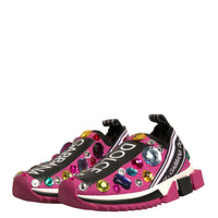 Dolce & Gabbana Pink Sorrento Crystals Low Top Sneakers Shoes