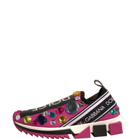 Dolce & Gabbana Pink Sorrento Crystals Low Top Sneakers Shoes