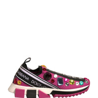 Dolce & Gabbana Pink Sorrento Crystals Low Top Sneakers Shoes