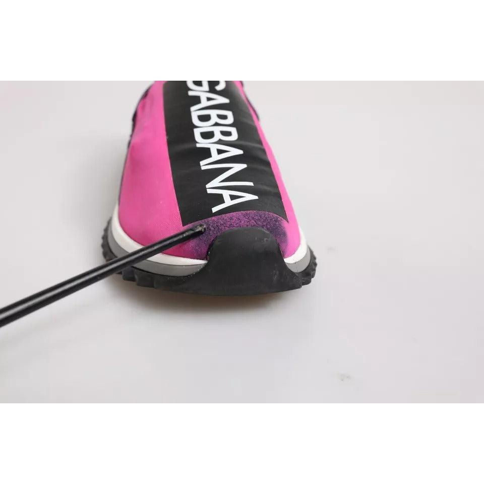 Dolce &amp; Gabbana Fuchsia White Slip On Sorrento Sneakers Shoes