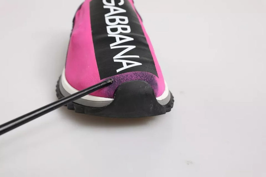 Dolce & Gabbana Fuchsia White Slip On Sorrento Sneakers Shoes