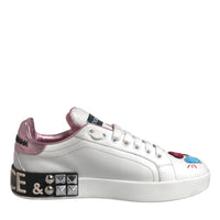 Dolce & Gabbana White Sequined Crystal Low Top Sneakers Shoes