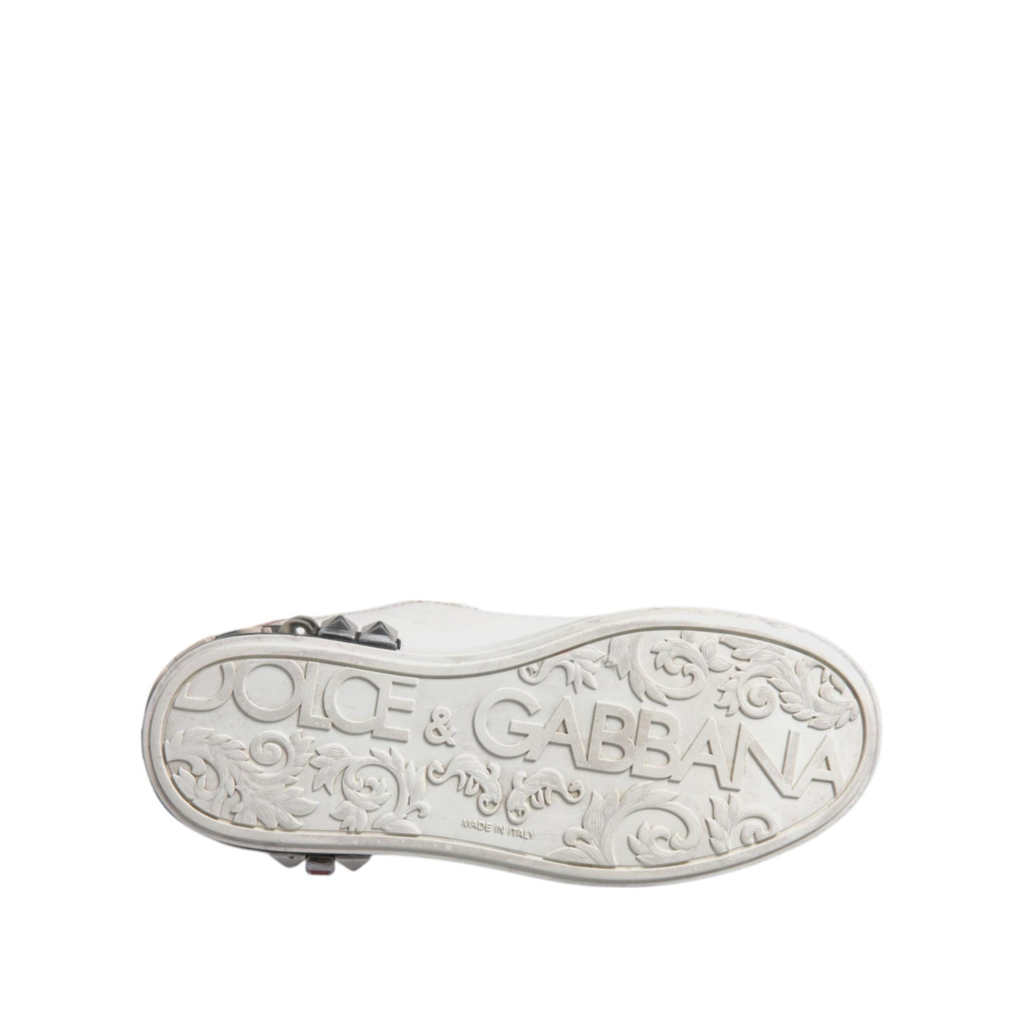 Dolce &amp; Gabbana White Sequined Crystal Low Top Sneakers Shoes