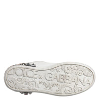 Dolce & Gabbana White Sequined Crystal Low Top Sneakers Shoes