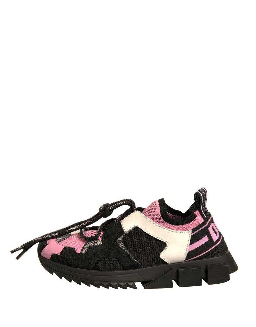 Dolce & Gabbana Black Pink Sorrento Trekking Sneakers Shoes