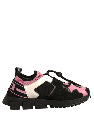 Dolce & Gabbana Black Pink Sorrento Trekking Sneakers Shoes