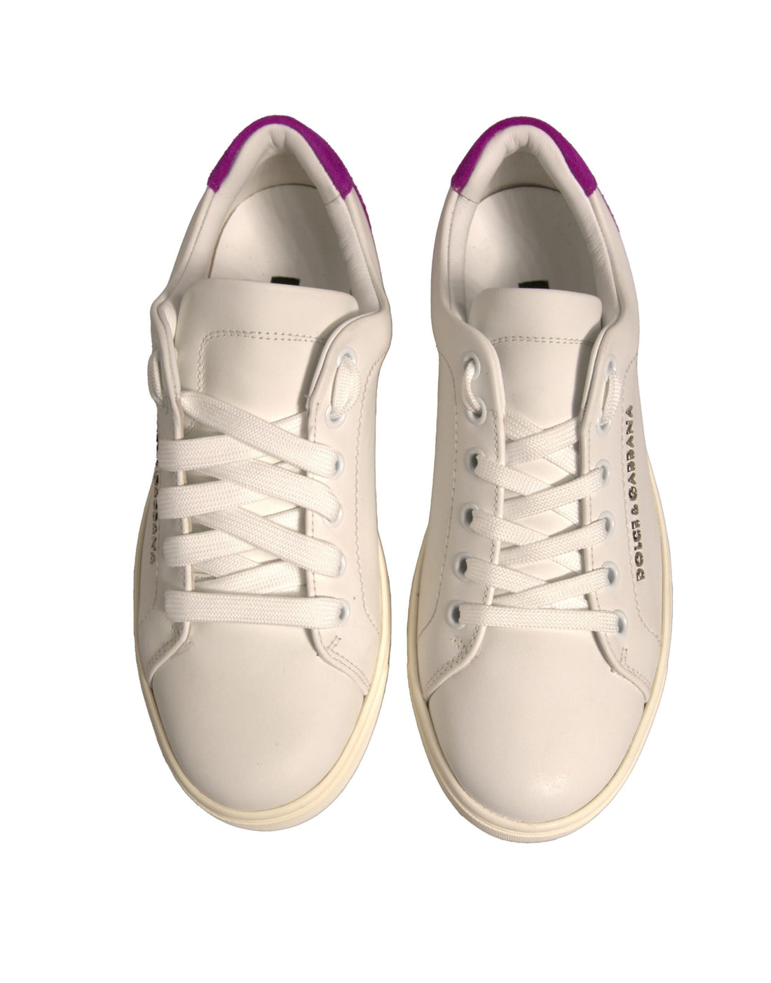 Dolce & Gabbana White Suede Leather Low Top Sneakers Shoes