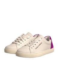 Dolce & Gabbana White Suede Leather Low Top Sneakers Shoes