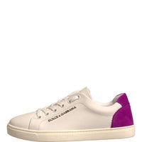 Dolce & Gabbana White Suede Leather Low Top Sneakers Shoes