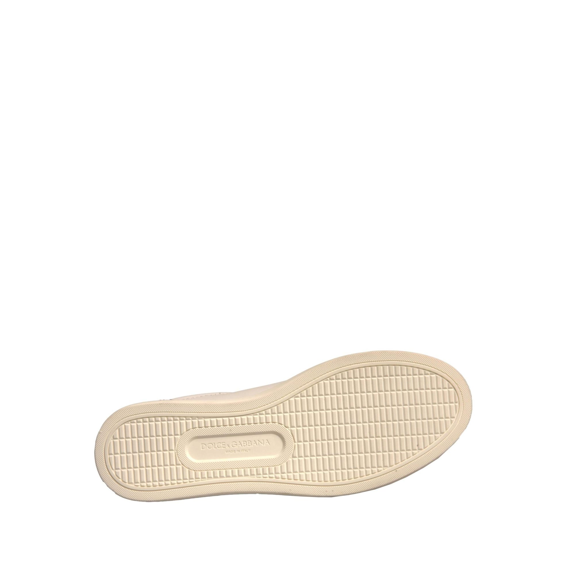 Dolce &amp; Gabbana White Suede Leather Low Top Sneakers Shoes