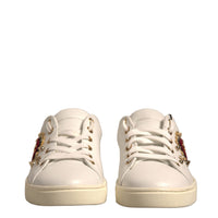 Dolce & Gabbana White Leather Gold Red Heart Sneakers Shoes