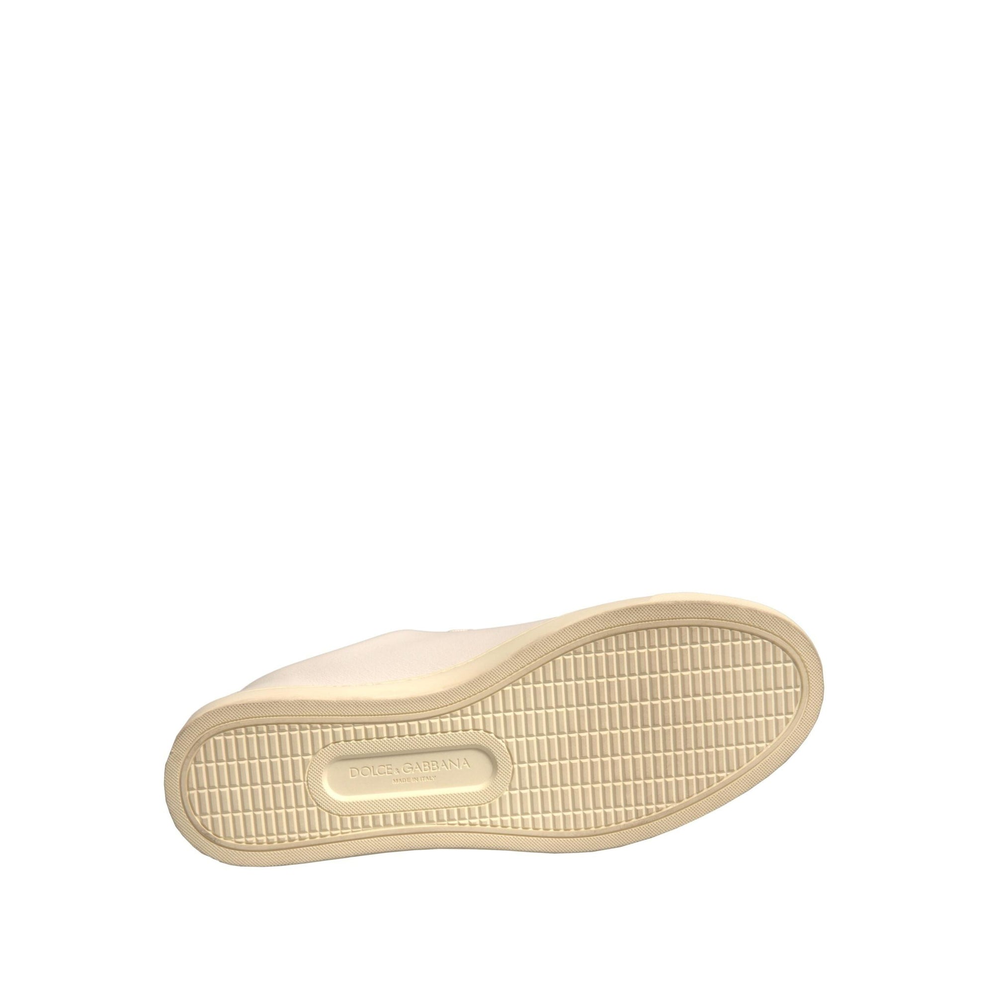 Dolce &amp; Gabbana White Leather Gold Red Heart Sneakers Shoes