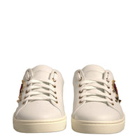 Dolce & Gabbana White Leather Gold Red Heart Sneakers Shoes