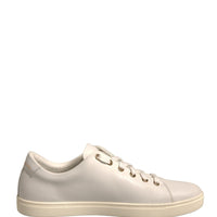 Dolce & Gabbana White Leather Gold Red Heart Sneakers Shoes