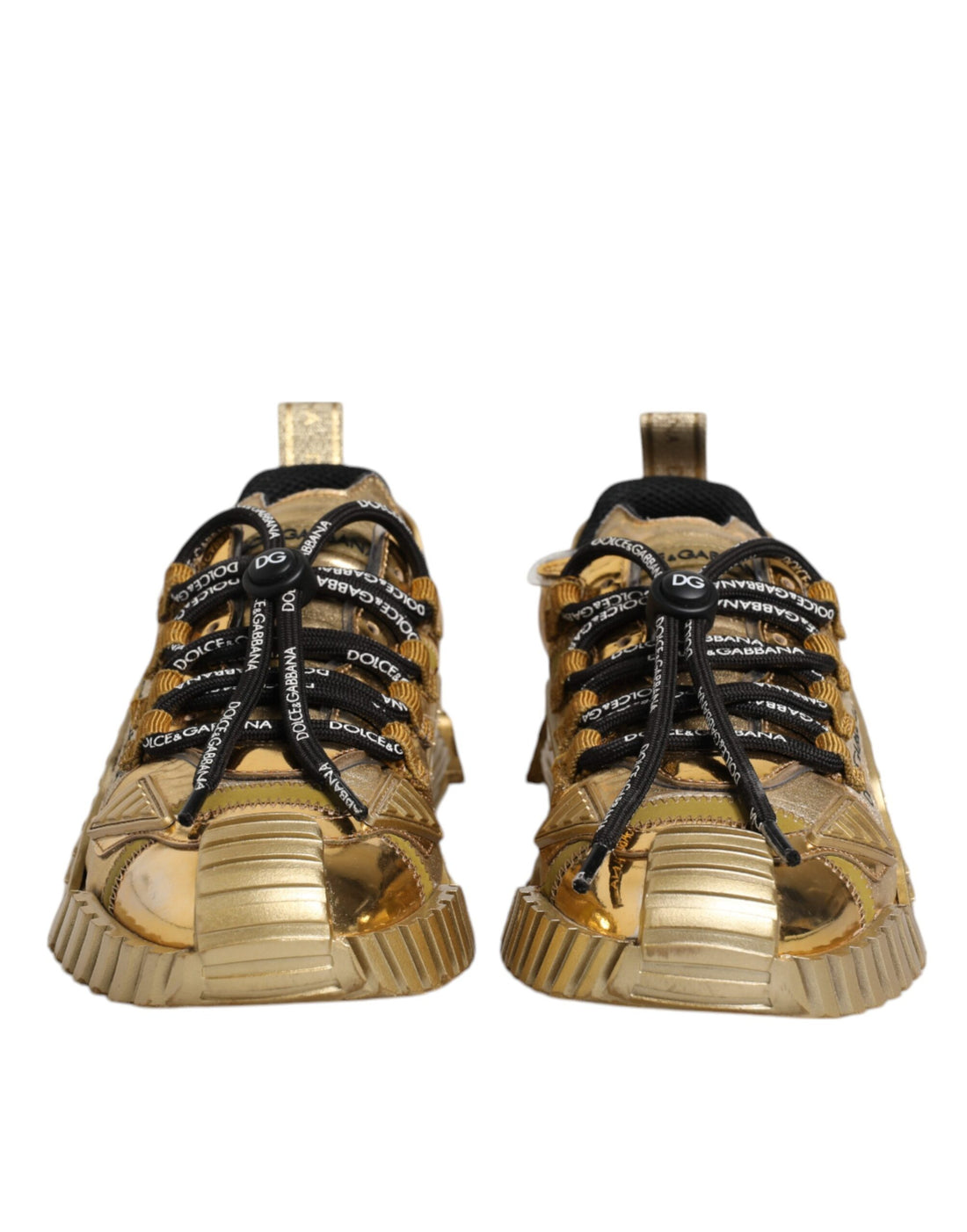 Dolce & Gabbana Gold Stretch Lace Up NS1 Sneakers Shoes