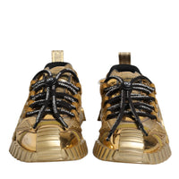 Dolce & Gabbana Gold Stretch Lace Up NS1 Sneakers Shoes