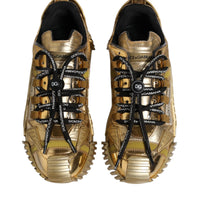 Dolce & Gabbana Gold Stretch Lace Up NS1 Sneakers Shoes