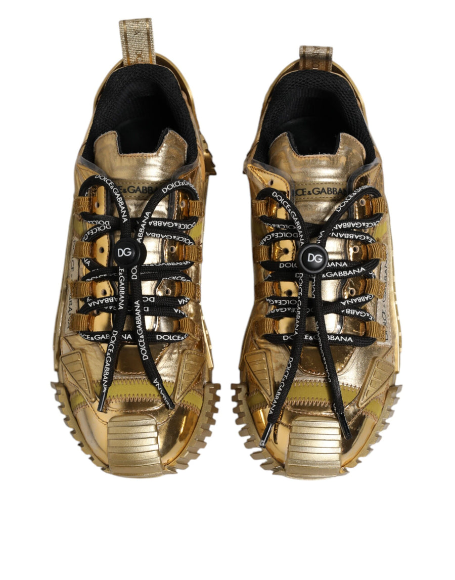 Dolce & Gabbana Gold Stretch Lace Up NS1 Sneakers Shoes