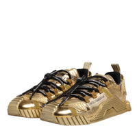 Dolce & Gabbana Gold Stretch Lace Up NS1 Sneakers Shoes